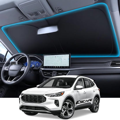 for Ford Escape Windshield Sunshade [OEM Design, 100% Sun Blockage] Foldable Heat Insulation Sun Shade with Storage Bag, for Ford Escape (2020-2026), Silver Coating