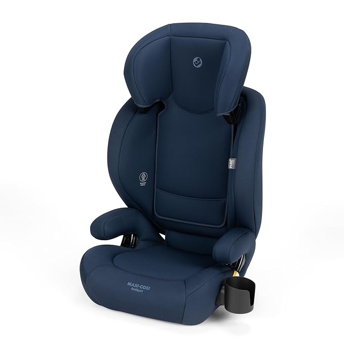 Maxi-Cosi RodiSport Kids Booster Car Seat, High-Back, Backless Booster Seat, 7-Position Headrest, Easy Latch System, Reclining Chair, Belt Guide, Fits 40-100 lbs, 43.4-57 in, Seafaring