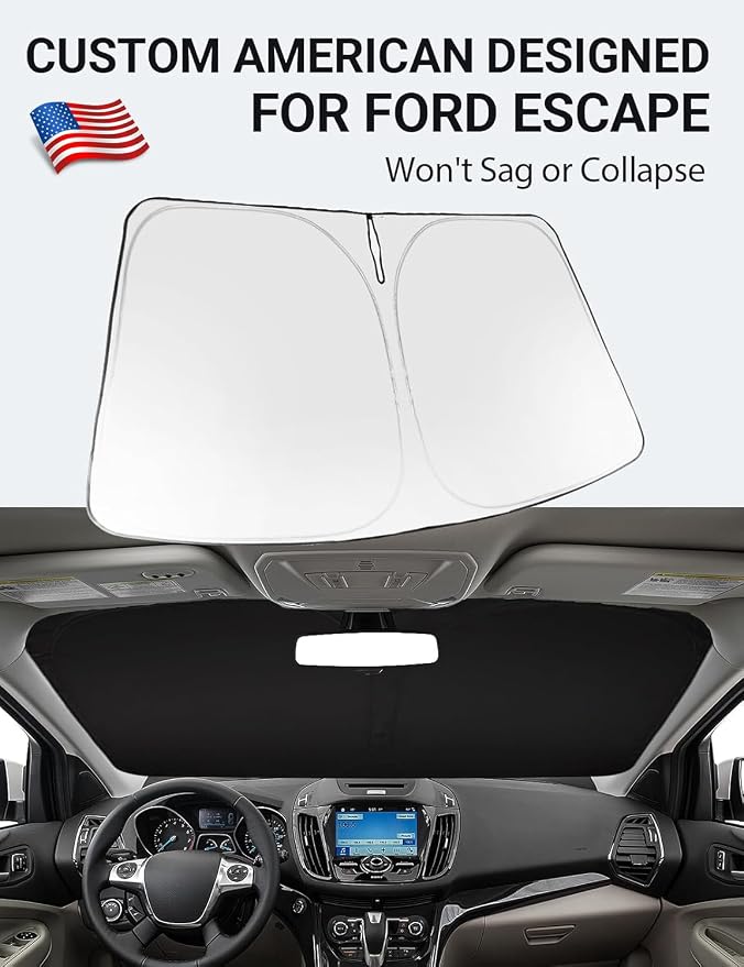 Proadsy 2026 Upgrade Windshield Sun Shade Custom Fit 2013-2019 Escape Foldable Front Sunshade Protector Sun Visor Blocks UV Rays Keep Car Cooler