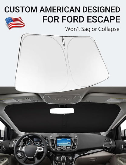 Proadsy 2026 Upgrade Windshield Sun Shade Custom Fit 2013-2019 Escape Foldable Front Sunshade Protector Sun Visor Blocks UV Rays Keep Car Cooler