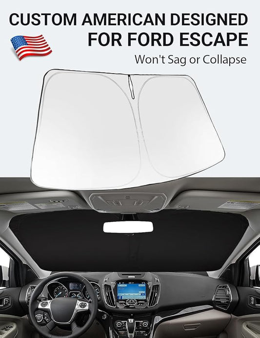 Proadsy 2026 Upgrade Windshield Sun Shade Custom Fit 2013-2019 Escape Foldable Front Sunshade Protector Sun Visor Blocks UV Rays Keep Car Cooler