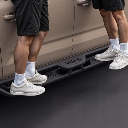 VEVOR Running Boards Compatible with 2005-2023 Toyota Tacoma Double Cab, 6 Inches Side Steps, Black Carbon Steel Nerf Bars, 550 lbs Load Capacity, Wide Non-Slip Hollow Surface with Rustproof Coating