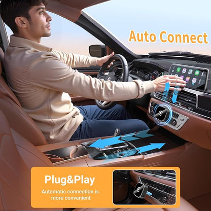 2026 Upgraded mini 2-in-1 Wireless CarPlay Adapter - Fast Auto-Connect,carplay Wireless adapters,Stable Connection, Mini Size Plug & Play Adapter for iPhone & Android Auto Compatible Cars(Black)