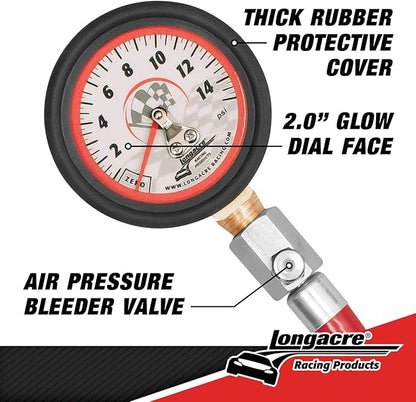 Longacre 52-52034 0-15 PSI Tire Pressure Gauge, 2 Inch