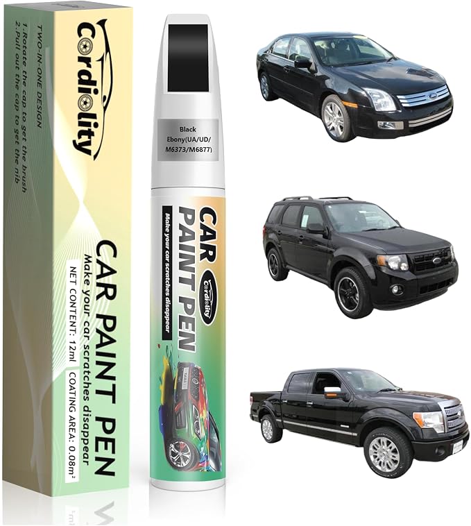 Car Touch Up Paint Black Ebony(UA/UD/M6373/M6877) for Ford, Color Accurate Car Scratch Repair Remover Pen Fix Auto Paint Chips and Nicks