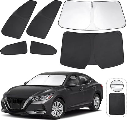 TINGLU Window Shades for Nissan Sentra 2020-2024 2025 Accessories Car Side Full Windows Rear Triangular Windshield Sun Shade Sun UV Rays & Privacy Protection for Camping,Napping,and Relaxing 6PCS