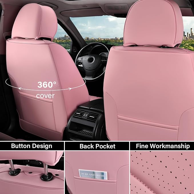 Coverado Car Seat Covers, Car Seat Covers Front Seats, 2-Pack Front Seat Cover, Nappa Leather Waterproof Seat Covers, Car Seat Protectors, Automotive Seat Covers Universal Fit for Most Vehicles