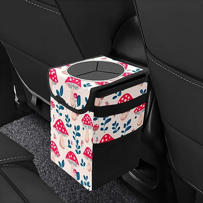 Car Trash Can – Multi-Purpose, Lightweight and Portable with Durable Water-Resistant Coating, No Installation Required, Practical and Ample Capacity, Variety of Colors.Mushroom