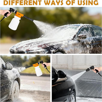 Car Wash Detailing Kit Cleaning Kits with Foam Gun Sprayer, Car Wash Brush and Large Wash Mitt Duster for Car Interior and Exterior Cleaning (Orange)