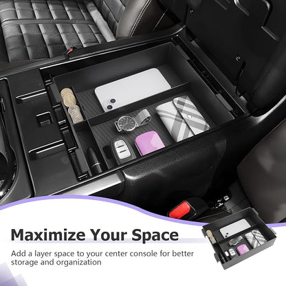 LUWU Titan 2025 Accessories Compatible with Nissan Titan 2020 2021 2022 2023 2024 2025 Center Console Organizer Armrest Console Storage Box Insert Tray ABS Material Black Coin Container Black