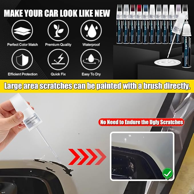 Car Touch Up Paint(Silver Radiance(JS)) for LINCOLN, Car Paint Scratch Repair Kit, Quick & Easy Solution to Repair, 2 in 1 Scratch Remover Pen with 2PCS Disposable Micro Applicators