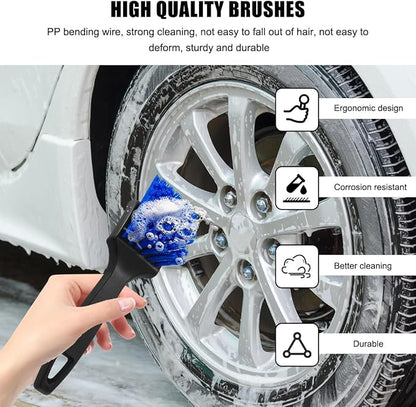 Car Carpet Cleaning Brush, 8.5-Inch Tire Cleaner Scrub Brushes with Stiff Bristles, Wheel Hub Scrub Brush Exterior Washing Supplies for Sedan SUV Truck, Car Accessories (Blue)