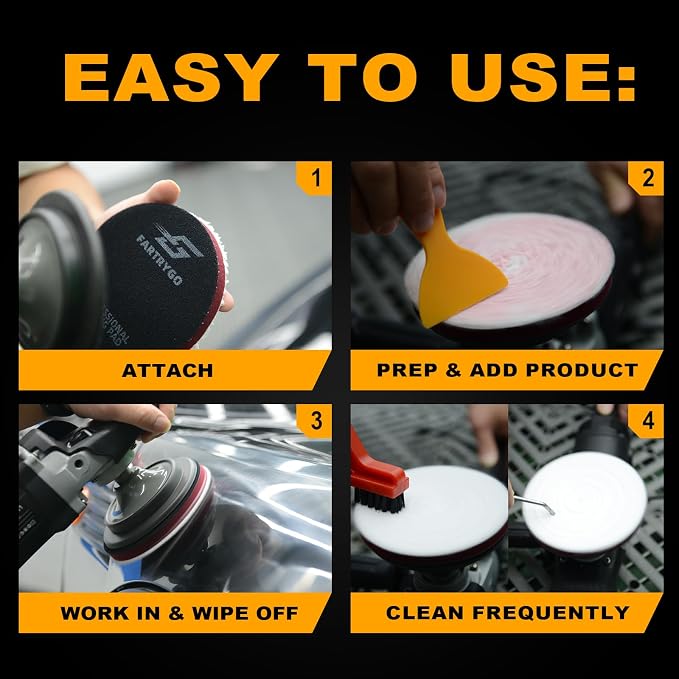 3 Inch Microfiber Cutting Pads – 2 Pack High-Cut Buffing Pads for Paint Correction & Swirl Removal – Heavy Duty Polishing Pads for Spot Repair – DA/Rotary Compatible