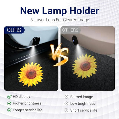 Sunflower Car Accessories Decor Gifts Sunflower Car Door Light Projector 2PCS Car Door Projector Lights LED Shadow Ghost Welcome Lights by FLYEEGO