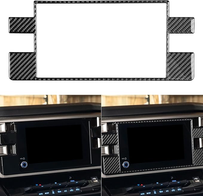 NVCNX Real Premium Carbon Fiber for Toyota Tundra 2022-2026 / Sequoia 2023-2026 2024 2025 Car Dash Navigation Screen Panel Cover Interior Trim Accessories Thick Overlay Sticker Decal 1PC only for SR5