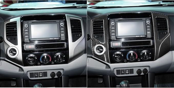 NVCNX Real Premium Carbon Fiber for Toyota 2nd Gen Tacoma Accessories 2012-2015 2013 2014 Car Dash Center Air Vent Panel Cover Interior Trim Thick Overlay Sticker Decal 6PCs - Style A