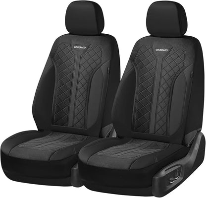 Coverado Black Front Seat Covers, Automotive Seat Covers 2 Seats, Mesh Car Protectors 2-Pack, Auto Seat Covers Spill-Proof Design Universal Fit for SUV, Vans, Sedan, Truck