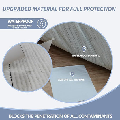 Dog Car Seat Waterproof Bed Cover Non-Slip Car Back Seat Soft and Comfortabl Pet Bed Mat Car Blanket for Travel Backseat Extender Seat Covers Dog Bed for Cars Trucks and SUVs (White Cover 23.6” x 51”)