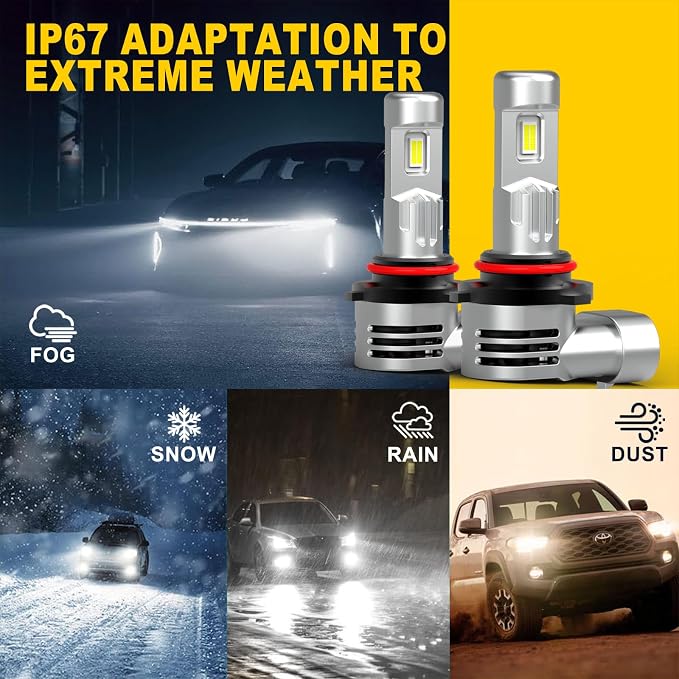 9005 LED Bulb,60000LM Upgraded 900% Brightness with Fan Cooling Super Bright 1:1 Halogen Size 80000Hrs Long Lifespan 9005/HB3 Fog Lights Pack of 2