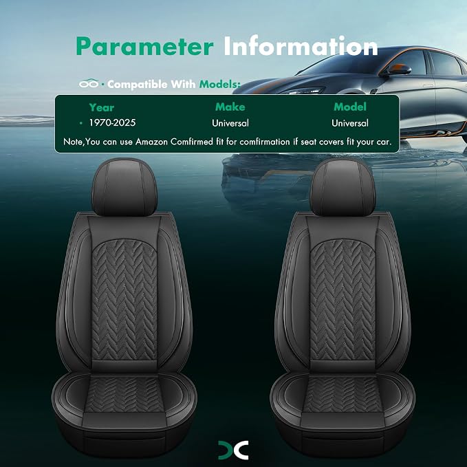 SCITOO Front Seat Covers,2PCS Universal Car Seat Covers Waterproof Vehicle Seat Covers Premium Faux Leather Automotive Seat Covers Car Seat Protector for Cars SUV Pick-up Truck Sedan(Front, Black)