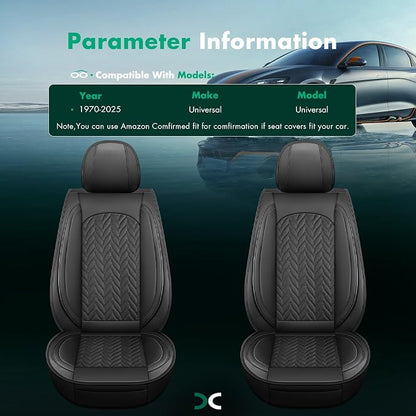 SCITOO Front Seat Covers,2PCS Universal Car Seat Covers Waterproof Vehicle Seat Covers Premium Faux Leather Automotive Seat Covers Car Seat Protector for Cars SUV Pick-up Truck Sedan(Front, Black)