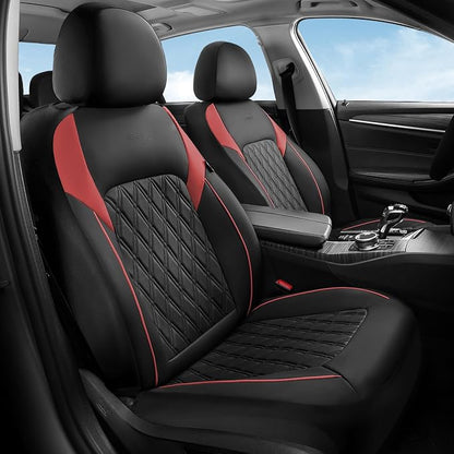 Coverado Automotive Seat Covers, Faux Leather Seat Covers Front Seat, Luxury Car Seat Covers, Seat Cushion, Front Driver Seat Covers, Car Seat Protector Truck Accessories Fit Most Cars, Black&Red