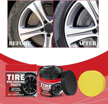 Auto Wheel Polishing Paste, Tyre Shine for Cars, Vehicle Polishing Product with Protective Gloss Shield, Viscous Conditioning Paste, Truck RV SUV Compound with Resilient Curing Agents, Collectors Shop