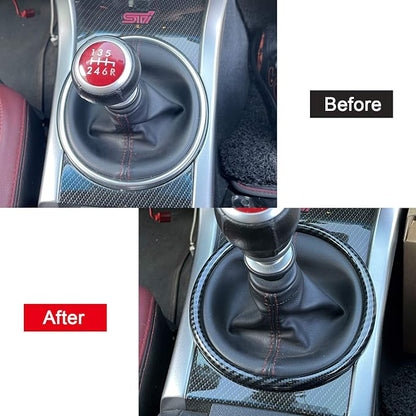 HIGH FLYING Carbon Fiber Grain Car Interior Accessories Gear Console Cover Ring Trim ABS 1PC for Subaru WRX STI 2015-2021 (Only Fit STI, Not Fit WRX Base, Premium, Limited)