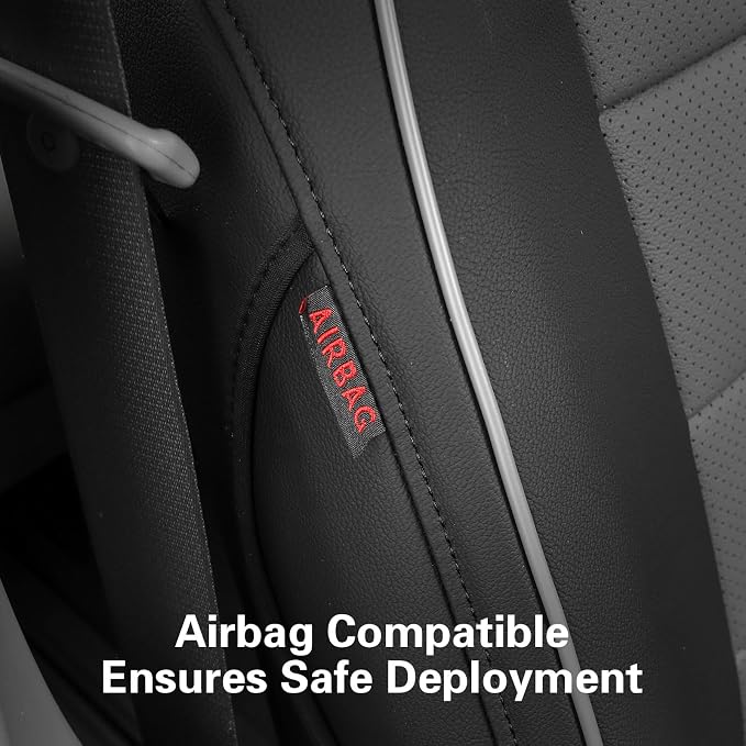 EKR Sienna Seat Covers for 2011-2020 Toyota Sienna XLE,Limited,Limited Premium,7 Seats,2nd Row Captain Seats W/Legrest,Seat Covers for SUV,Automotive Seat Cover Full Set,-Leather(Black/Gray)