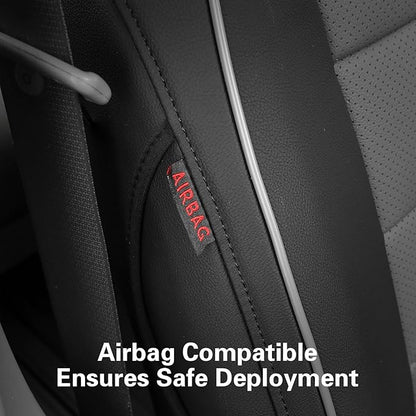 EKR Sienna Seat Covers for 2011-2020 Toyota Sienna LE,XLE, SE,XLE Premium 2nd Row 4/2/4 Split,8 Seats,Waterproof Car Seat Cover Full Set,Car Seat Protectors- Three Row,Leather (Black/Gray)