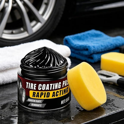 Tire Shine,50g Coating Quick Wax Paste with Sponge,Car Polishing Wax | for Indoor Outdoor Garage Cars Wheel Automotive Polishing Women Men