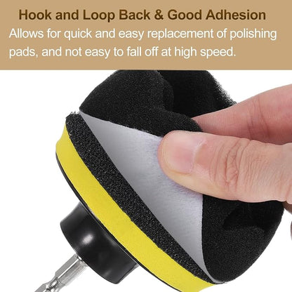 HARFINGTON 3pcs Buffing Sponge Pads 4" Polishing Wheel Waffle Finishing Grip Pad Car Buffer Polisher with Hook and Loop Back for Car Detailing Polishing Waxing, Black