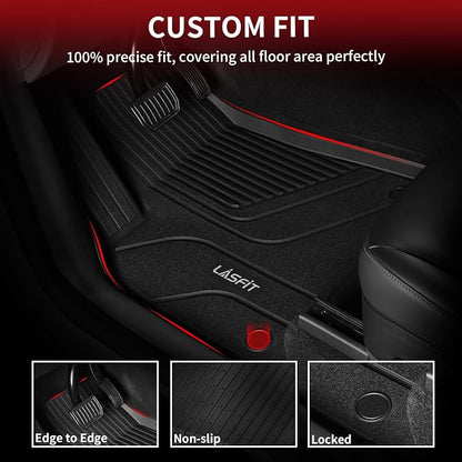 LASFIT Premium Extra Thick Floor Mats Fit for Tesla Model S & Model S Plaid 2026 2025 2024 2023 2022 2021, Custom Fit TPE All Weather Floor Liners 1st & 2nd Front Rear Row Car Mats, Black