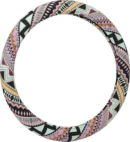 Valleycomfy Cloth Steering Wheel Covers for Women Bohemian Universal 15 inch Baja Blanket Enthic Maya