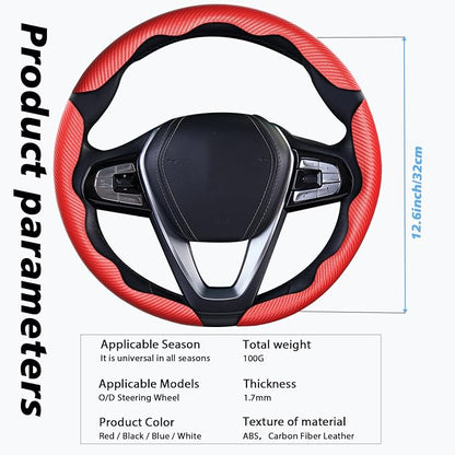 WOCOCN 3pcs Car Steering Wheel Cover,Anti-Skid Carbon Fiber Steering Wheel Protector for Men Women,Multiple Color Options,Universal for Most Car Interiors Accessories (Red 3PCS)