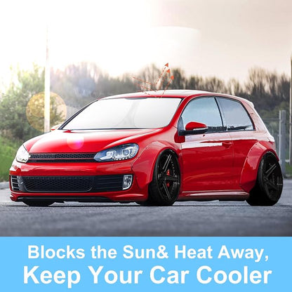 TINGLU Sun Shade for Volkswagen VW Golf/Rabbit/GTI/R32 MK6 5K 2009-2014 Accessories Windshield Sun Shade Window Shade UV Rays Protection Sun Visor Cover with Steering Wheel Sunshade Storage Bag