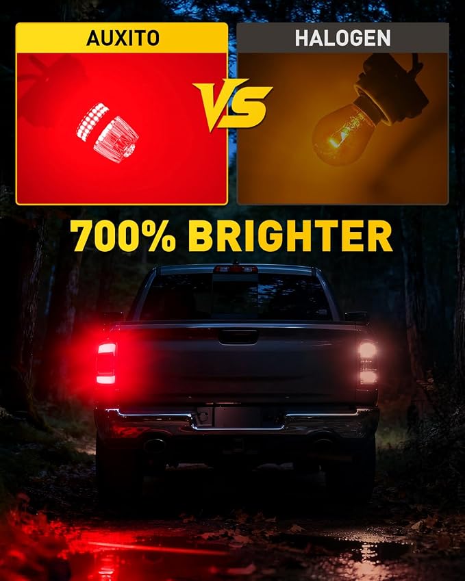 AUXITO Latest 1157 LED Bulb Red Brake Lights Tail Lights, 700% Brighter 2057 2357 7528 BAY15D LED Bulbs with Projector for Stop Third Brake Backup Tail Turn Signal DRL Maker Light, Pack of 2