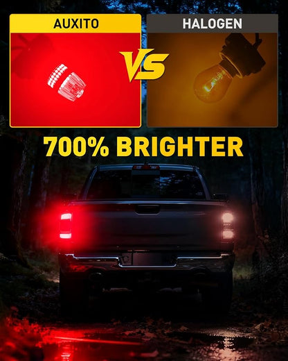 AUXITO Latest 1157 LED Bulb Red Brake Lights Tail Lights, 700% Brighter 2057 2357 7528 BAY15D LED Bulbs with Projector for Stop Third Brake Backup Tail Turn Signal DRL Maker Light, Pack of 2