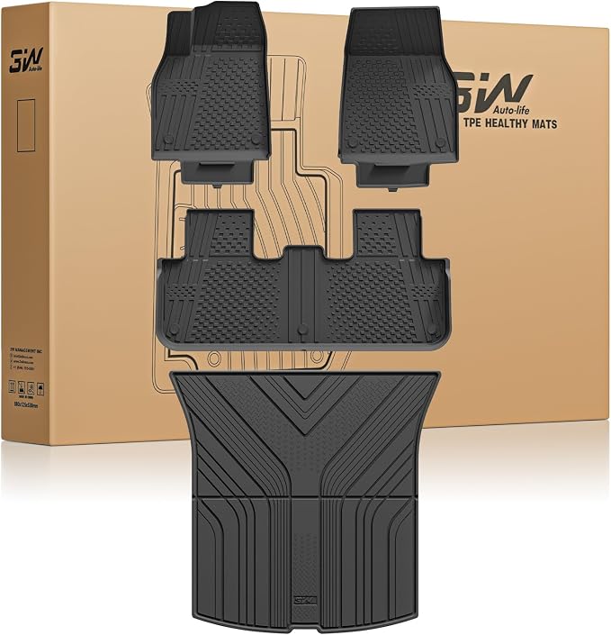 3W Tesla Model Y Juniper Floor Mats(not for Standard), Rear Cargo Liner, Custom Fit 2025 2026 Model Y Accessories, TPE All Weather Odorless Non-Slip, Black