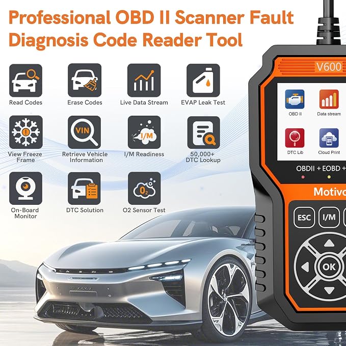 OBD2 Scanner Diagnostic Scan Tool with Solution Car Code Reader Reset Tools Check Engine Light SCAN Tool Car Accessories Read Fix Clear Car Vehicle Fault Codes for Cars 1996+ OBD II Scanner