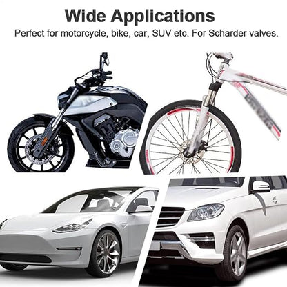 Motorcycle Tire Pressure Gauge 60 PSI, PUIBERS 2’’ dial Mechanical Tire Gauges with 90 Degree Right Angle Chuck Flexible Hose, Tires Guages for Pressure Glow in The Dark for Cars, Motos, Bicycles