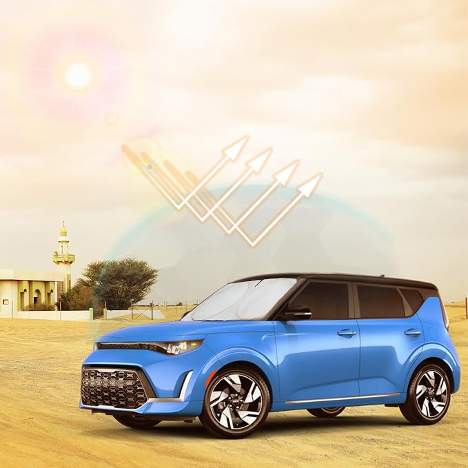 INSAUTO for Soul Windshield Sun Shade Window Sunshade Custom-fit 2020-2026 Kia Soul Wagon Windshield Cover Foldable Sun Visor Thicken 4-Layer Reflective Protector Block UV Rays Car Accessories
