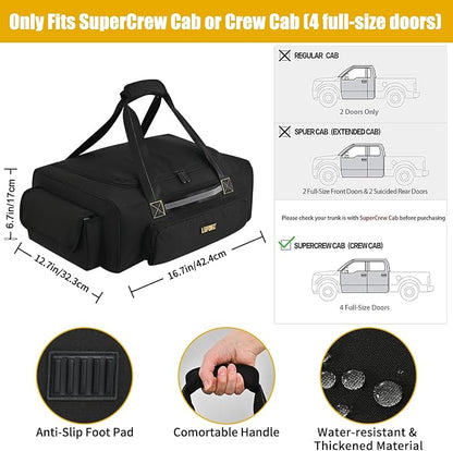 Under Seat Storage Bag Compatible with SuperCrew Cab,Truck Underseat Organizers and Storage with Removable Divider and Anti-slip Bottom 6 Pockets Underseat Tool Box Fits for Crew Cab(Full Size Trucks)