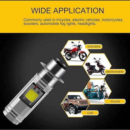 YM E-Bright 2-Pack 900 Lumens White P15D COB 12W Led Bulb For Motorcycle lights Lamp High Low Beam