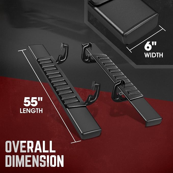 DNA Motoring 6 Inches Running Boards Compatible with 07-18 Silverado 1500, 07-19 Silverado/Sierra 2500-3500HD Standard Cab, Powder Coated Side Step Nerf Bars, STEPB-ZTL-8019-ALBK