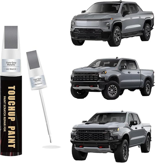 Slate Gray Metallic(GNO/WA633D) Car Paint Touch Up Pen for Chevy, 2-In-1 Color Accurate Touch Up Car Scratch Repair Paint Match Chevy Series Automotive Scratch Remover for Nicks & Chips Repair