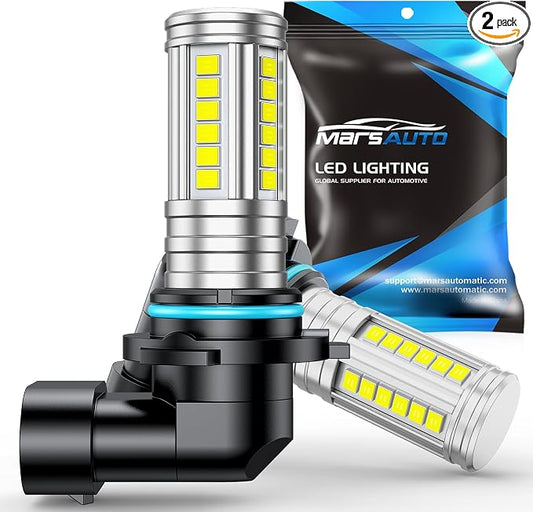 Marsauto H10 9145 Led Fog Light Bulbs, 12,000 LM 360° Illumination Upgraded 60 Pcs Chips 9045 9140 Fog Lights Led, 6500K White Strong Penetration H10 Led Fog Light Bulbs for Car,Tire Light Assemblies