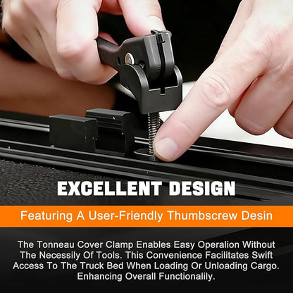 Truck Tonneau Cover Replacement Installation Accessory for Hard Tri-fold & Quad-fold Truck Bed Cover Include Nut, T-Bolt(T-bar), Tonneau Cover Clamp, 4X Rear Clamp