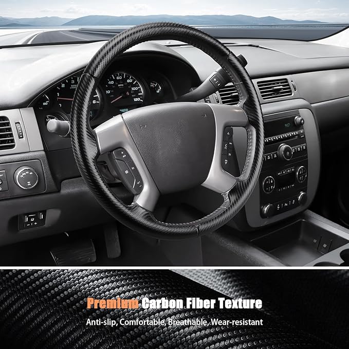 Aimato Customized Steering Wheel Cover for Chevy Silverado 1500 2007-2013/GMC Sierra 2007-2013/2500 3500 Suburban Tahoe Yukon 2007-2014/Traverse 2009-2017/GMC Sierra 2500 3500 2008-2014