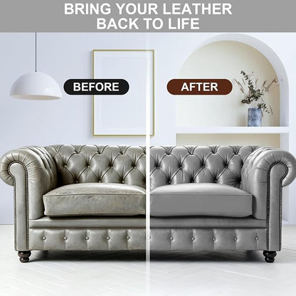 STARTSO WORLD Gray Leather Recoloring Balm, Leather Repair Kit for Furniture,Couches & Car Seats, Leather Paint, Leather Color Restorer, Leather Scratch Remover